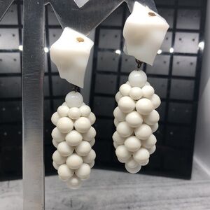 Vintage funky resin statement earrings long dangle bead cluster whimsy funky.